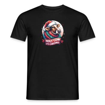 Holy Cow Its Christmas I Xmas Cow - Men's T-Shirt - black - Front - AI Model Male 178 light (178cm)