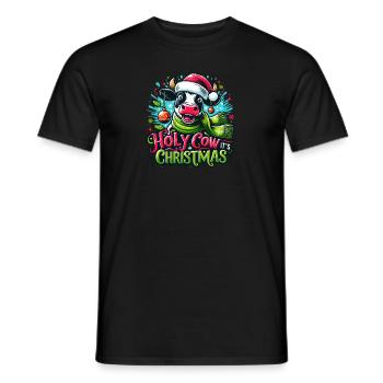 Holy Cow Its Christmas I Xmas Cow - Men's T-Shirt - black - Front - AI Model Male 178 light (178cm)