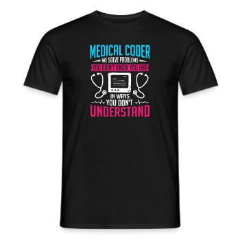 Spécialiste du codage de codeur médical - T-shirt homme - noir - Devant - AI Model Male 178 light (178cm)