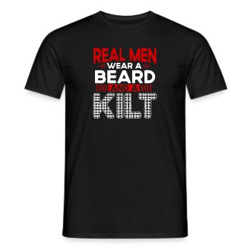 Jupe Tartan Kilt Ecossais - T-shirt homme - noir - Devant - AI Model Male 178 light (178cm)
