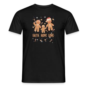 Gingerbread Man Faith Hope Love Religious - Men's T-Shirt - black - Front - AI Model Male 178 light (178cm)