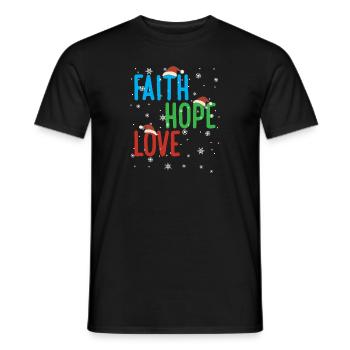 Faith Hope Love Religious Family Christmas Santa - Men's T-Shirt - black - Front - AI Model Male 178 light (178cm)
