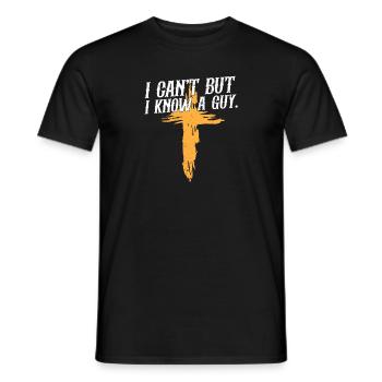 Jésus chrétien Mème Je ne peux pas mais je connais un gars - T-shirt homme - noir - Devant - AI Model Male 178 light (178cm)
