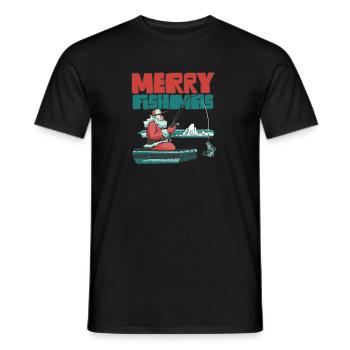 Fishing Christmas Costume Merry Fishmas Funny - Männer T-Shirt - Schwarz - Vorne - AI Model Male 178 light (178cm)