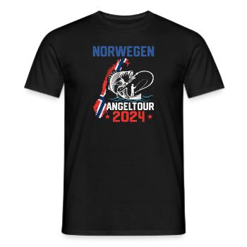 Angeln in Norwegen 2024 Norwegen Angeltour - Männer T-Shirt - Schwarz - Vorne - AI Model Male 178 light (178cm)