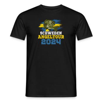Angeltrip Schweden 2024 Angelurlaub Schweden - Männer T-Shirt - Schwarz - Vorne - AI Model Male 178 light (178cm)