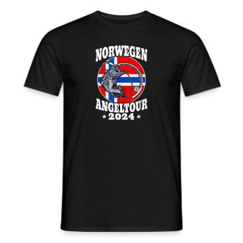 Norwegen Angeltrip 2024 Angeln in Norwegen - Männer T-Shirt - Schwarz - Vorne - AI Model Male 178 light (178cm)