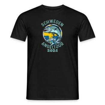 Angeltrip Schweden 2024 Angeln in Schweden - Männer T-Shirt - Schwarz - Vorne - AI Model Male 178 light (178cm)