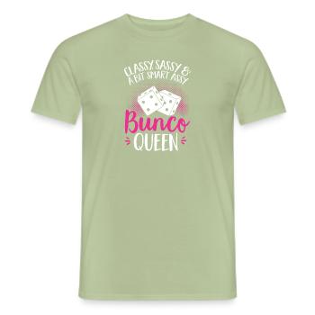 Jeu de dés Bunco - T-shirt homme - vert sauge - Devant - AI Model Male 178 light (178cm)