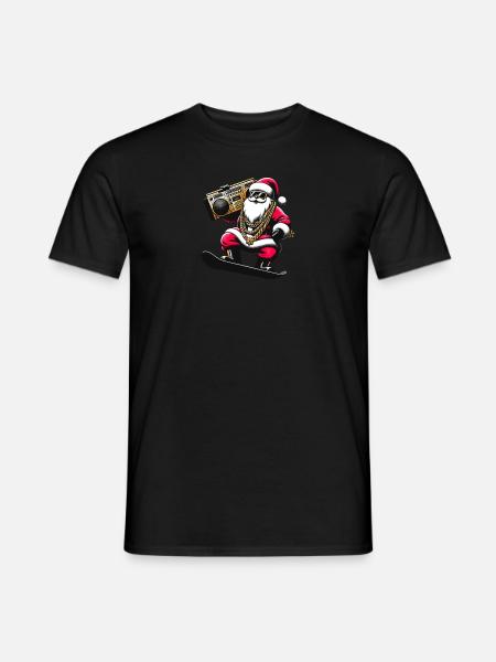 Weihnachtsmann auf Ski - Lustiger - Männer T-Shirt - Schwarz