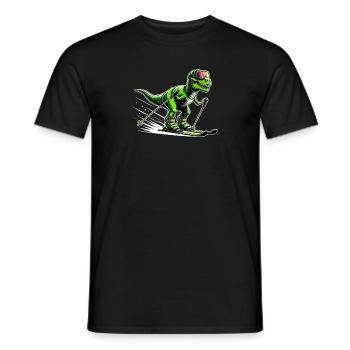 T-Rex auf Ski - Lustiger Dinosaurier-Ski - Männer T-Shirt - Schwarz - Vorne - AI Model Male 178 light (178cm)
