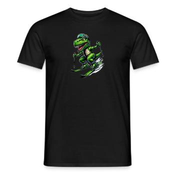 Dinosaurier auf Ski - Lustiger Ski-Dinosaurier - Männer T-Shirt - Schwarz - Vorne - AI Model Male 178 light (178cm)