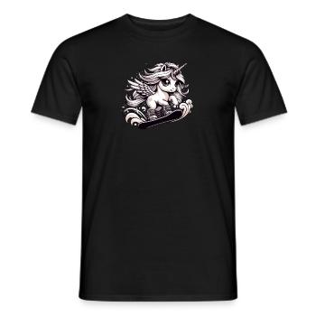 Niedliches Einhorn auf Ski - Lustiges Ski-Einhorn - Männer T-Shirt - Schwarz - Vorne - AI Model Male 178 light (178cm)