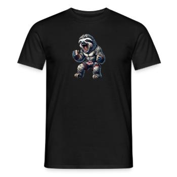 Wütendes Muay Thai Faultier - Thai Boxen und - Männer T-Shirt - Schwarz - Vorne - AI Model Male 178 light (178cm)