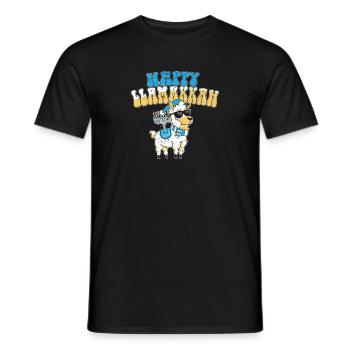 Hanukkah Jewish Costume Happy Llamakkah Llama - Men's T-Shirt - black - Front - AI Model Male 178 light (178cm)