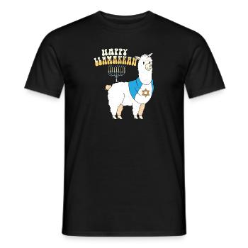 Happy Llamakkah Hanukkah Jewish Chrismukkah Llama - Men's T-Shirt - black - Front - AI Model Male 178 light (178cm)