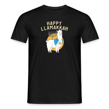 Jewish Hanukkah Happy Llamakkah Chrismukkah Llama - Men's T-Shirt - black - Front - AI Model Male 178 light (178cm)