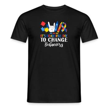 It's Beautiful Day To Change Behaviors ABA - Men's T-Shirt - black - Front - AI Model Male 178 light (178cm)