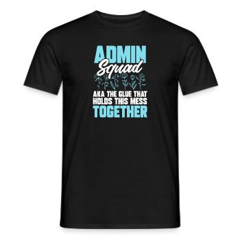 Secrétaire, Adjointe administrative, Commis de bureau - T-shirt homme - noir - Devant - AI Model Male 178 light (178cm)