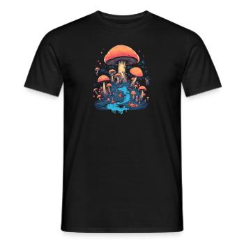 Mushroom | Fantasy Pilze Wald Natur Goa Festival - Männer T-Shirt - Schwarz - Vorne - AI Model Male 178 light (178cm)