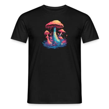 Mushroom | Fantasy Pilze Wald Natur Goa Festival - Männer T-Shirt - Schwarz - Vorne - AI Model Male 178 light (178cm)