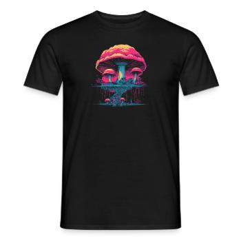 Mushroom | Fantasy Pilze Wald Natur Goa Festival - Männer T-Shirt - Schwarz - Vorne - AI Model Male 178 light (178cm)