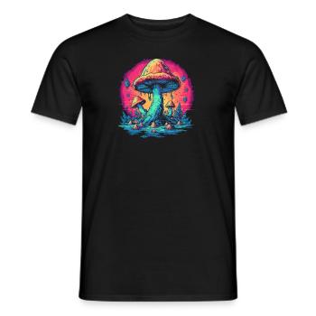 Mushroom | Fantasy Pilze Wald Natur Goa Festival - Männer T-Shirt - Schwarz - Vorne - AI Model Male 178 light (178cm)