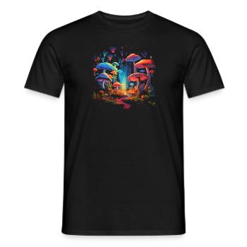 Mushroom | Fantasy Pilze Wald Natur Goa Festival - Männer T-Shirt - Schwarz - Vorne - AI Model Male 178 light (178cm)