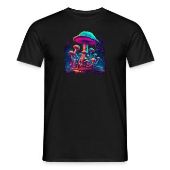 Mushroom | Fantasy Pilze Wald Natur Goa Festival - Männer T-Shirt - Schwarz - Vorne - AI Model Male 178 light (178cm)