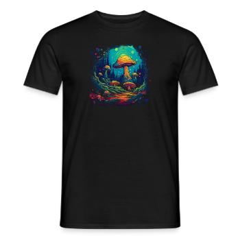 Mushroom | Fantasy Pilze Wald Natur Goa Festival - Männer T-Shirt - Schwarz - Vorne - AI Model Male 178 light (178cm)