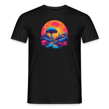 Mushroom | Fantasy Pilze Wald Natur Goa Festival - Männer T-Shirt - Schwarz - Vorne - AI Model Male 178 light (178cm)