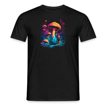 Mushroom | Fantasy Pilze Wald Natur Goa Festival - Männer T-Shirt - Schwarz - Vorne - AI Model Male 178 light (178cm)