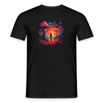 Fantaisie | Champignon | Forêt | Nature | Festival - T-shirt homme - noir - Devant - AI Model Male 178 light (178cm)