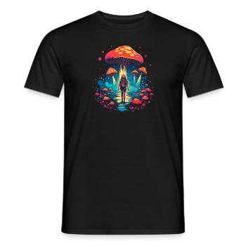 Mushroom | Fantasy Pilze Wald Natur Goa Festival - Männer T-Shirt - Schwarz - Vorne - AI Model Male 178 light (178cm)