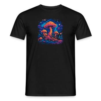 Mushroom | Fantasy Pilze Wald Natur Goa Festival - Männer T-Shirt - Schwarz - Vorne - AI Model Male 178 light (178cm)