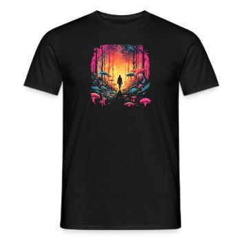 Mushroom | Fantasy Pilze Wald Natur Goa Festival - Männer T-Shirt - Schwarz - Vorne - AI Model Male 178 light (178cm)
