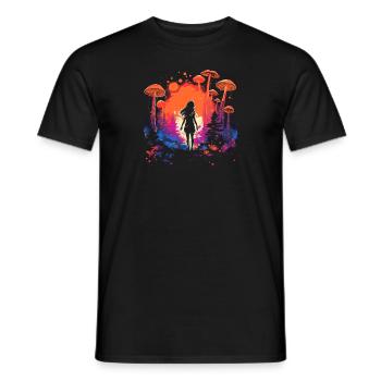 Mushroom | Fantasy Pilze Wald Natur Goa Festival - Männer T-Shirt - Schwarz - Vorne - AI Model Male 178 light (178cm)