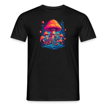 Mushroom | Fantasy Pilze Wald Natur Goa Festival - Männer T-Shirt - Schwarz - Vorne - AI Model Male 178 light (178cm)