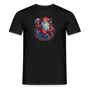 Mushroom Weihnachtsmann| Fantasy Pilze Natur Goa - Männer T-Shirt - Schwarz - Vorne - AI Model Male 178 light (178cm)