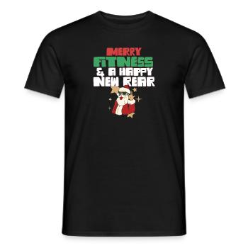 Merry Fitness And A Happy New Rear Christmas Gym - Men's T-Shirt - black - Front - AI Model Male 178 light (178cm)