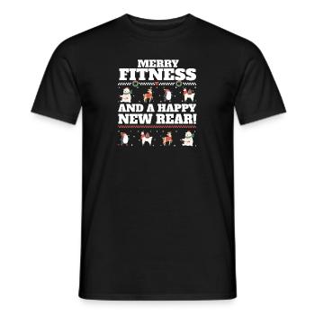 Merry Fitness And A Happy New Rear Christmas Gym - Men's T-Shirt - black - Front - AI Model Male 178 light (178cm)