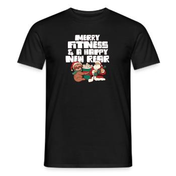 Merry Fitness And A Happy New Rear Gym Christmas - Men's T-Shirt - black - Front - AI Model Male 178 light (178cm)