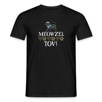Meowzel Tov Joyeux Hanoukka Chat juif de Chrismukkah - T-shirt homme - noir - Devant - AI Model Male 178 light (178cm)