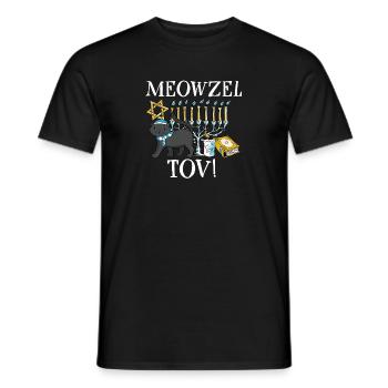 Juif Joyeux Hanoukka Meowzel Tov Chat Maman Papa - T-shirt homme - noir - Devant - AI Model Male 178 light (178cm)