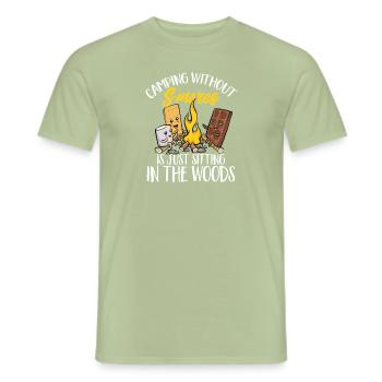 S'more Lagerfeuer Marshmallow Camping - Männer T-Shirt - Sage - Vorne - AI Model Male 178 light (178cm)