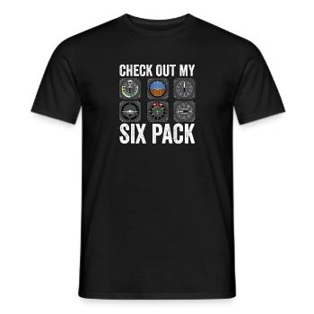Funny Pilot Six Pack Aviation Flight Simulation - Men's T-Shirt - black - Front - AI Model Male 178 light (178cm)