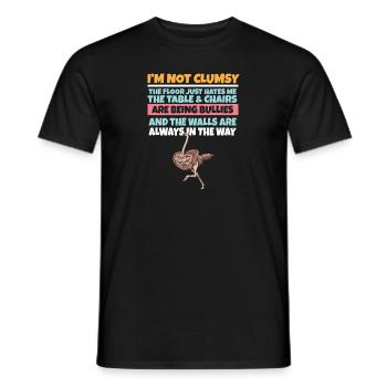 I'm Not Clumsy The Floor Hates Me Foolish Ostrich - Men's T-Shirt - black - Front - AI Model Male 178 light (178cm)