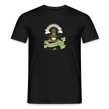 Rainbow Dachshund I Pot of Gold St. Patrick's Day - Men's T-Shirt - black - Front - AI Model Male 178 light (178cm)