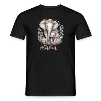Mama Heart Floral Wreath Elephant Baby Shower - Männer T-Shirt - Schwarz - Vorne - AI Model Male 178 light (178cm)