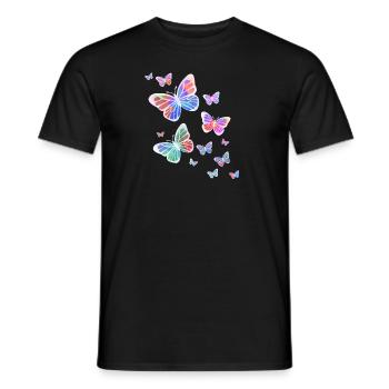 Schmetterling Schmetterling Tier bunt Farbe - Männer T-Shirt - Schwarz - Vorne - AI Model Male 178 light (178cm)